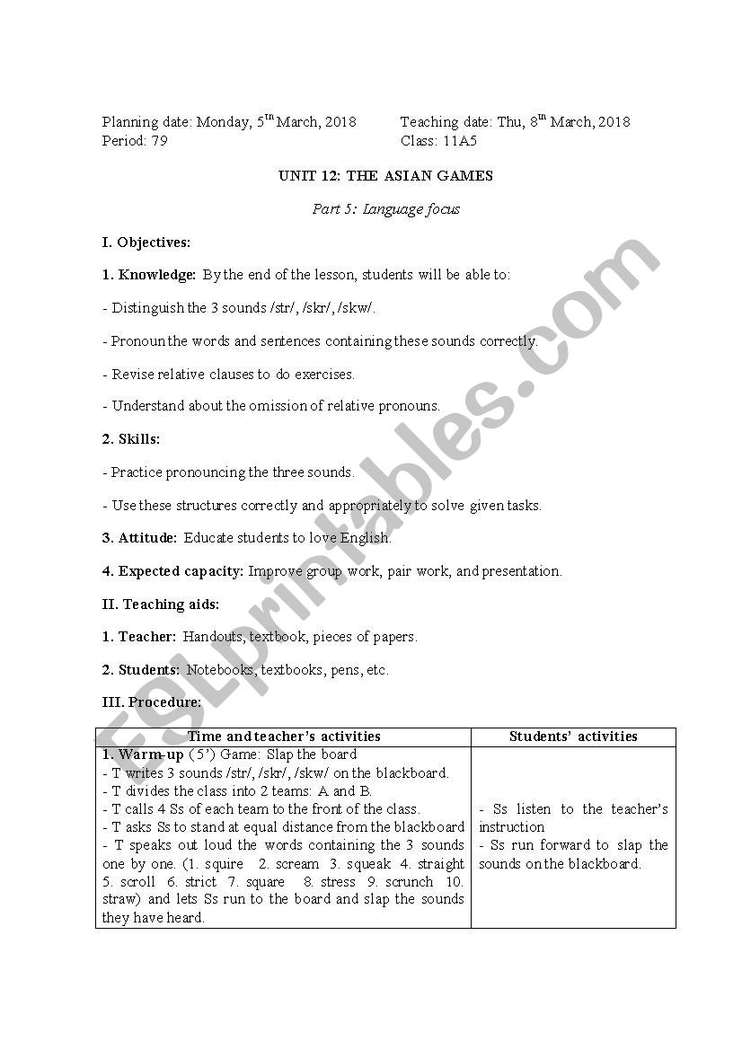 Lesson plan worksheet