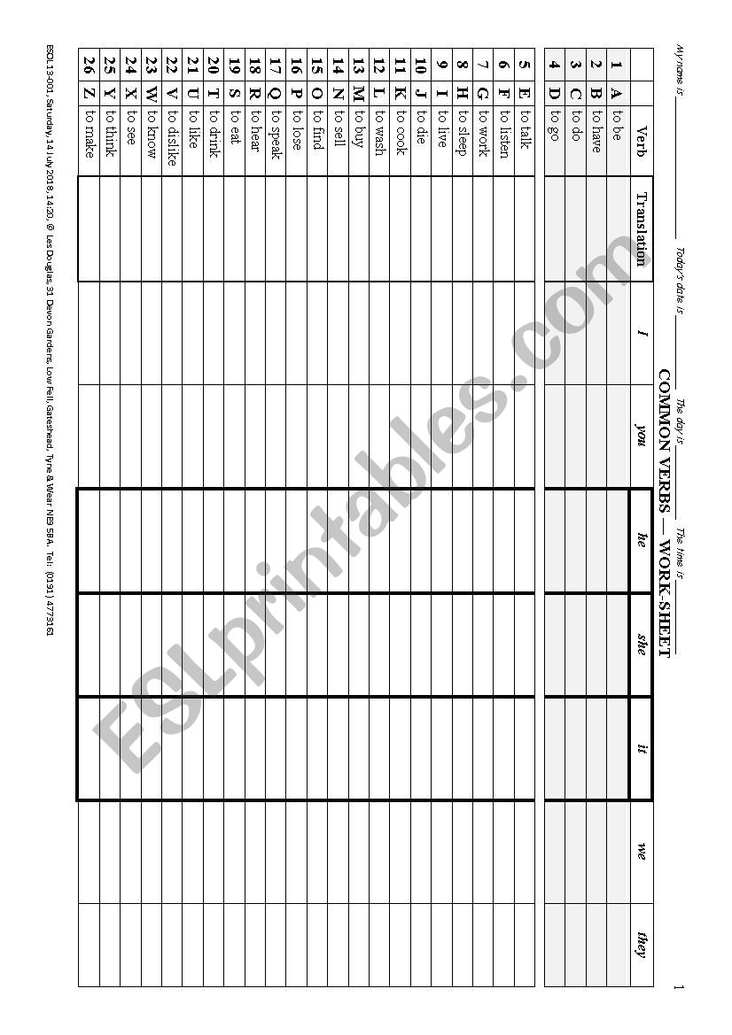 VERB 008 Present Simple Tense of 26 Common Verbs