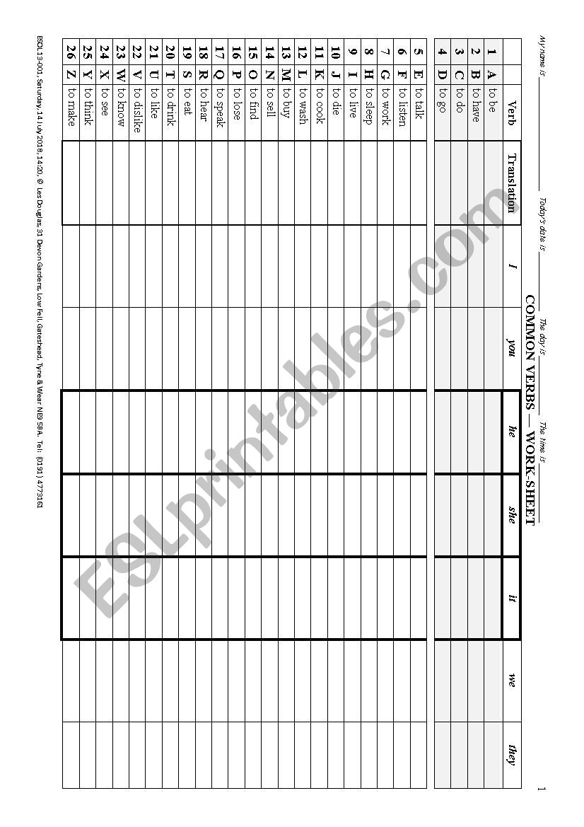 VERB 008 Present Simple Tense of 26 Common Verbs