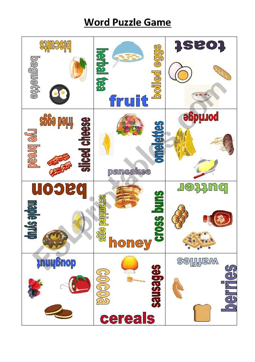 Breakfast Puzzle Game worksheet