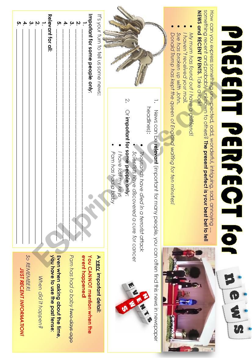 PRESENT PERFECT (for news) worksheet