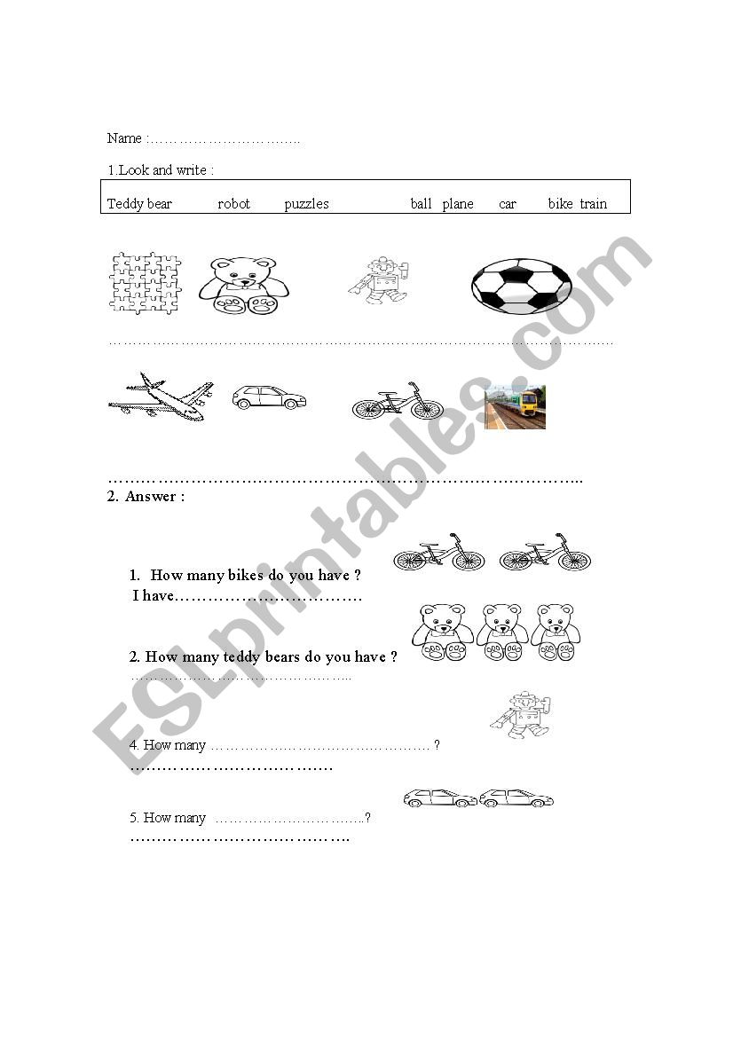 toy worksheet