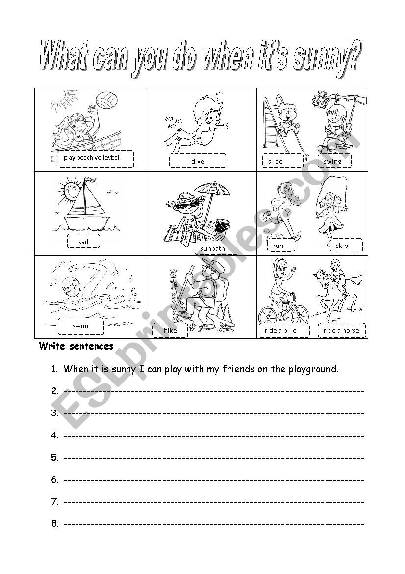 What can you do when... worksheet