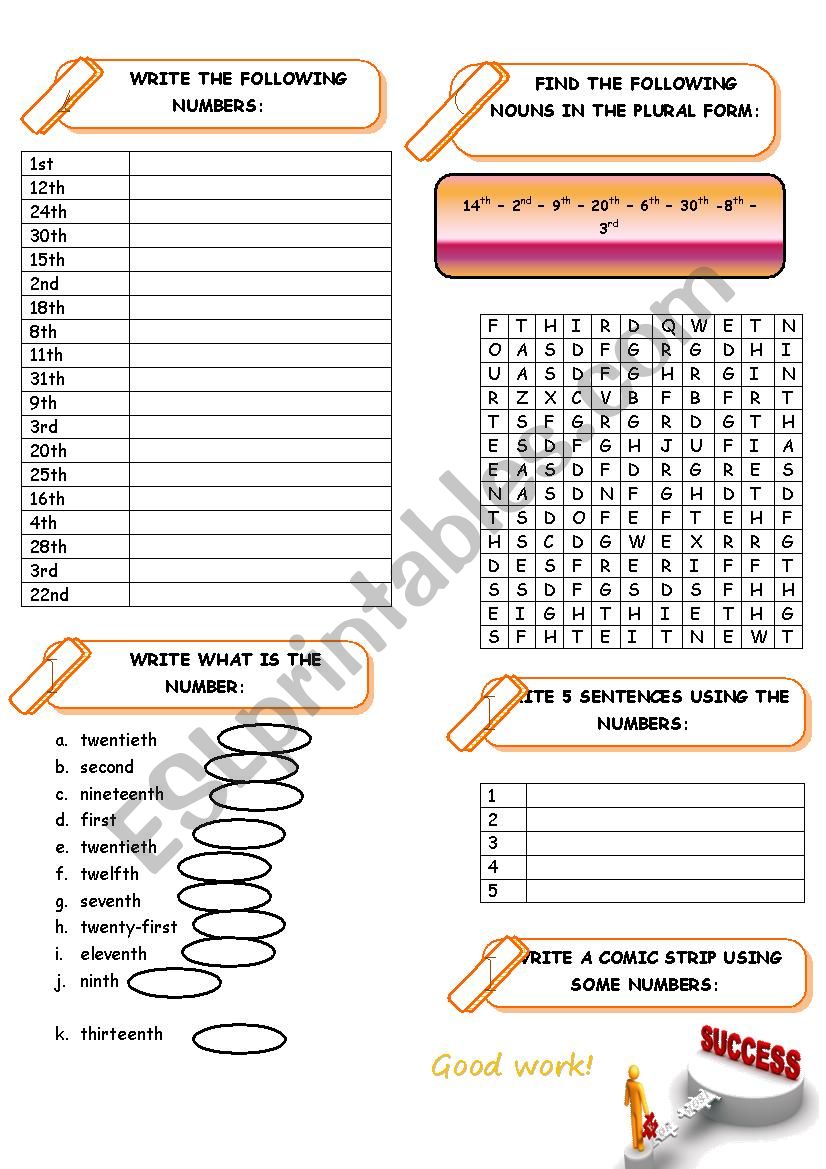 Ordinal Numbers worksheet