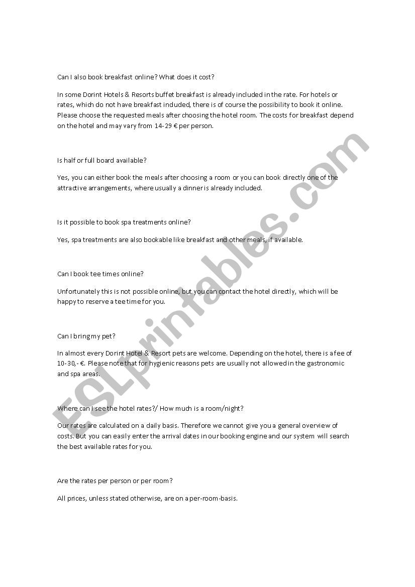 Conversation travel worksheet