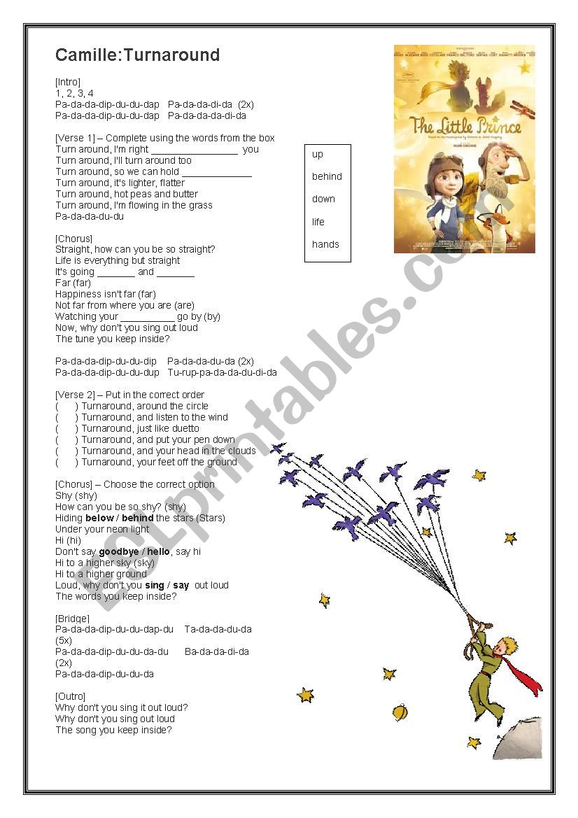 Turnaround - Camille worksheet