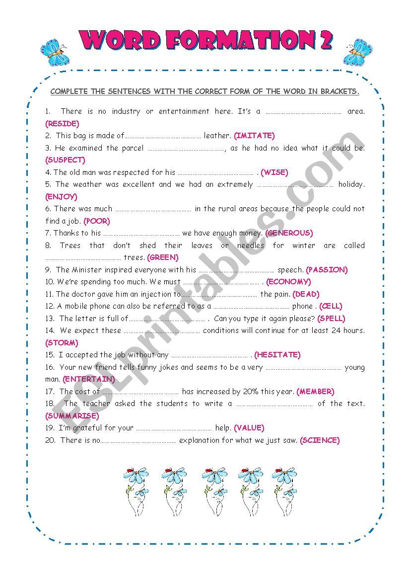 WORD FORMATION 2 worksheet