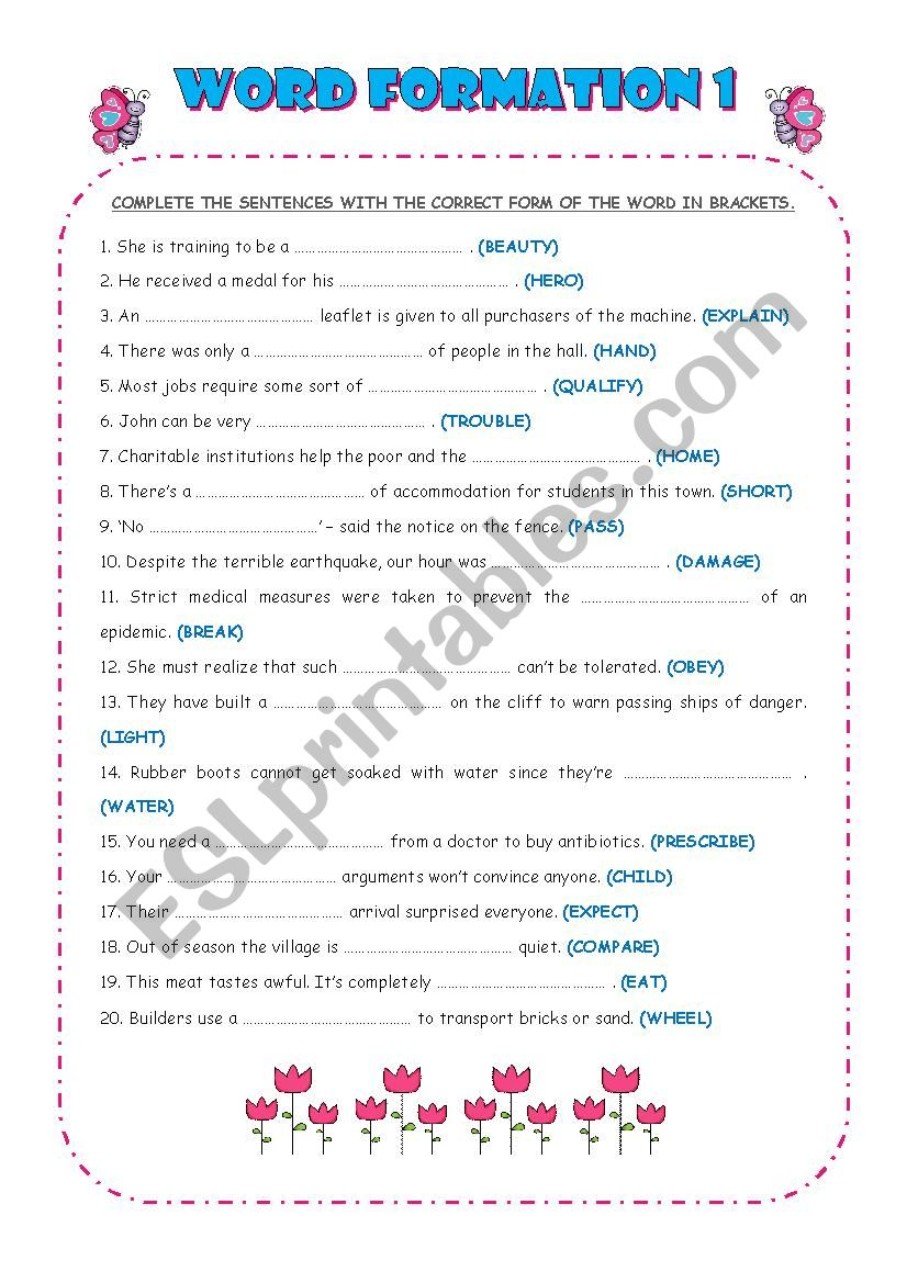 WORD FORMATION 1 worksheet