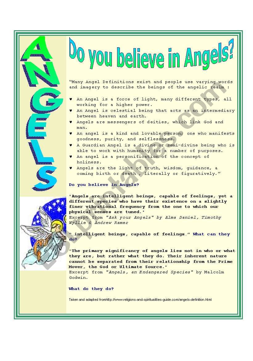 Angels worksheet