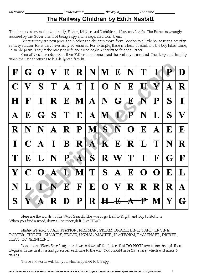 WORD SEARCH 001 The Railway Children