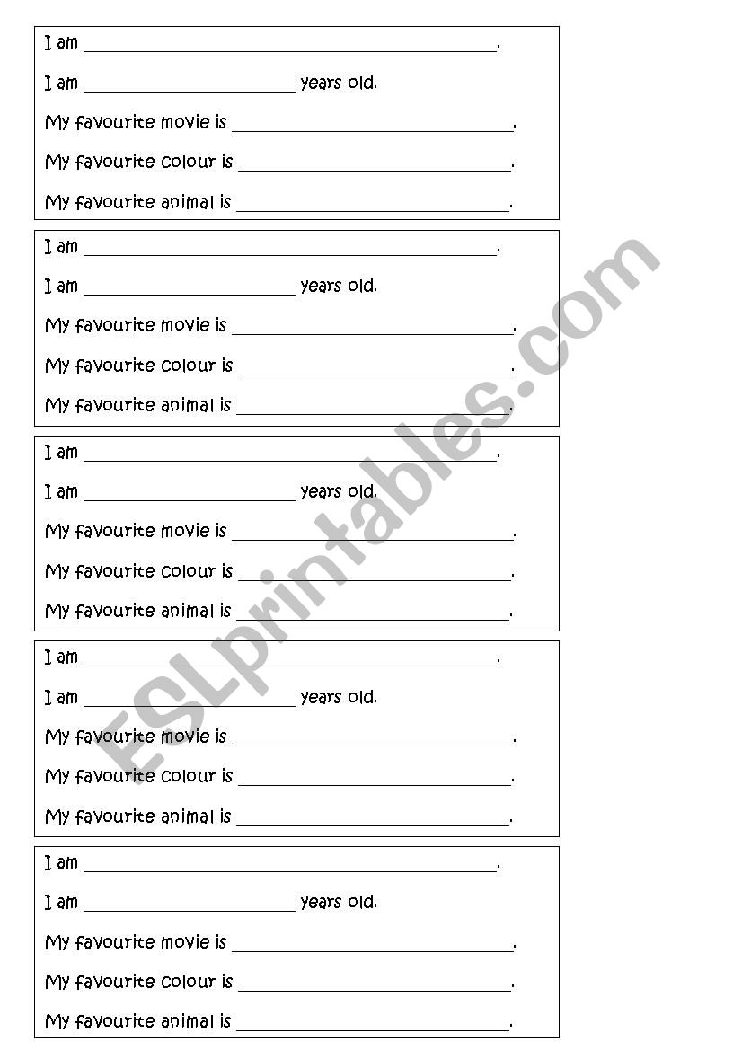 Introduce yourself worksheet