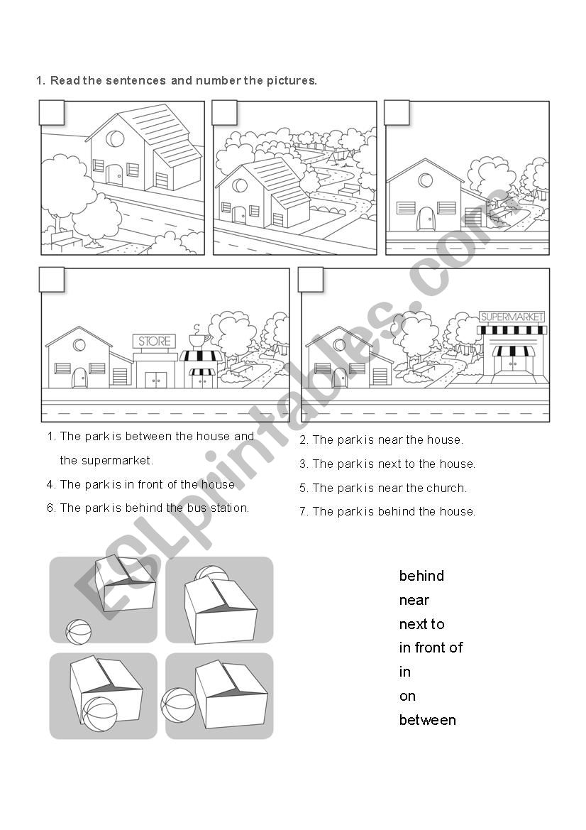 Prepositions of place worksheet