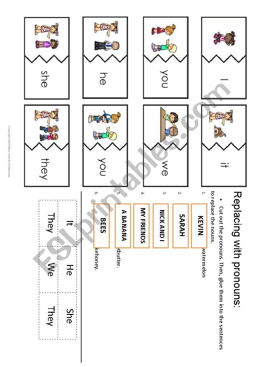 Replace personal pronouns worksheet