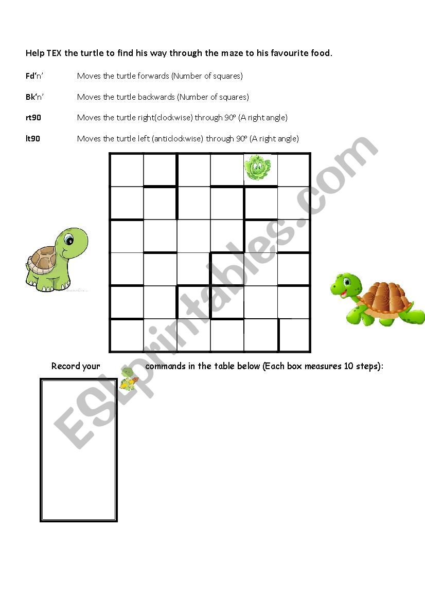 Tex the Turtle worksheet