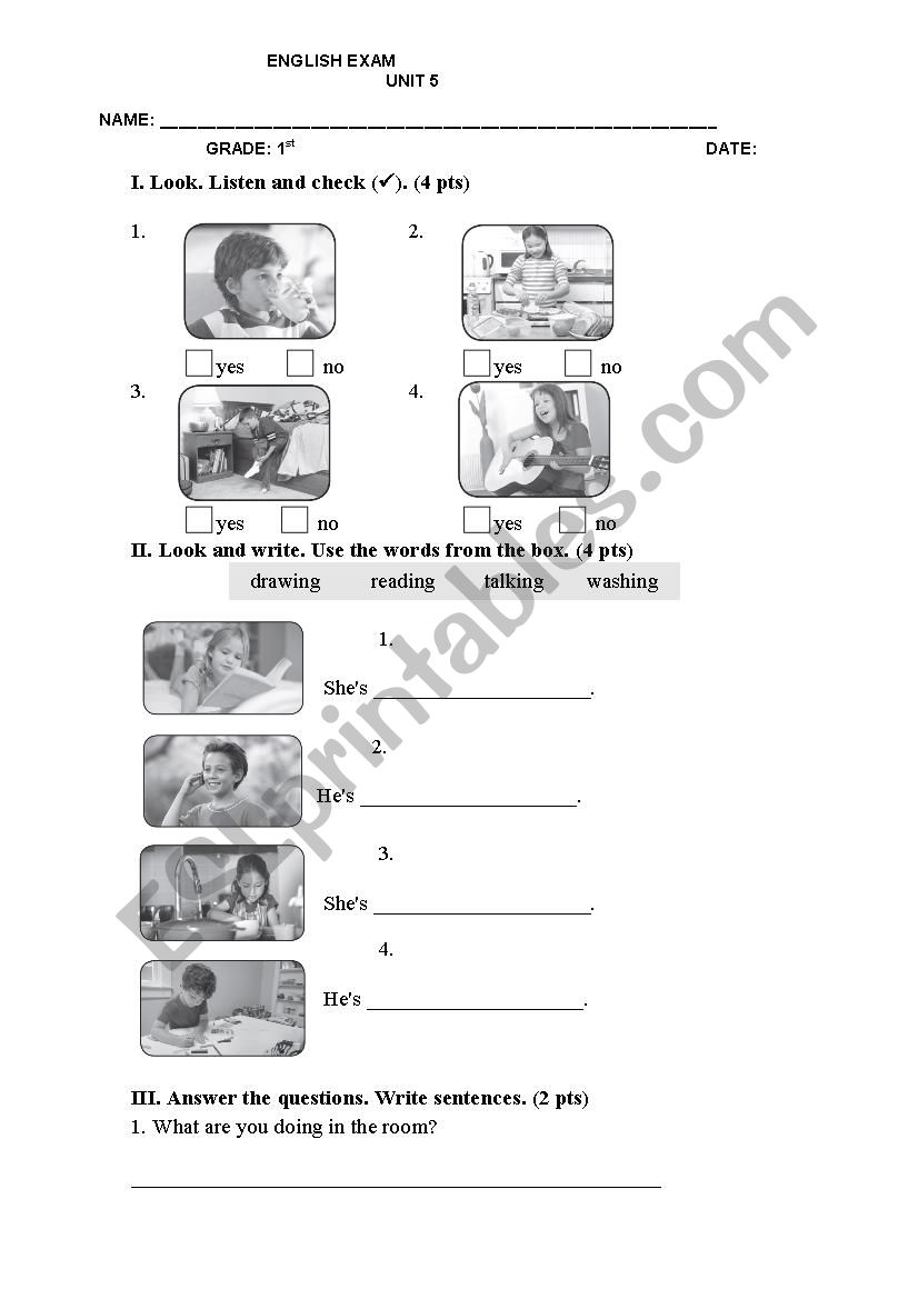 ACTION VERBS worksheet