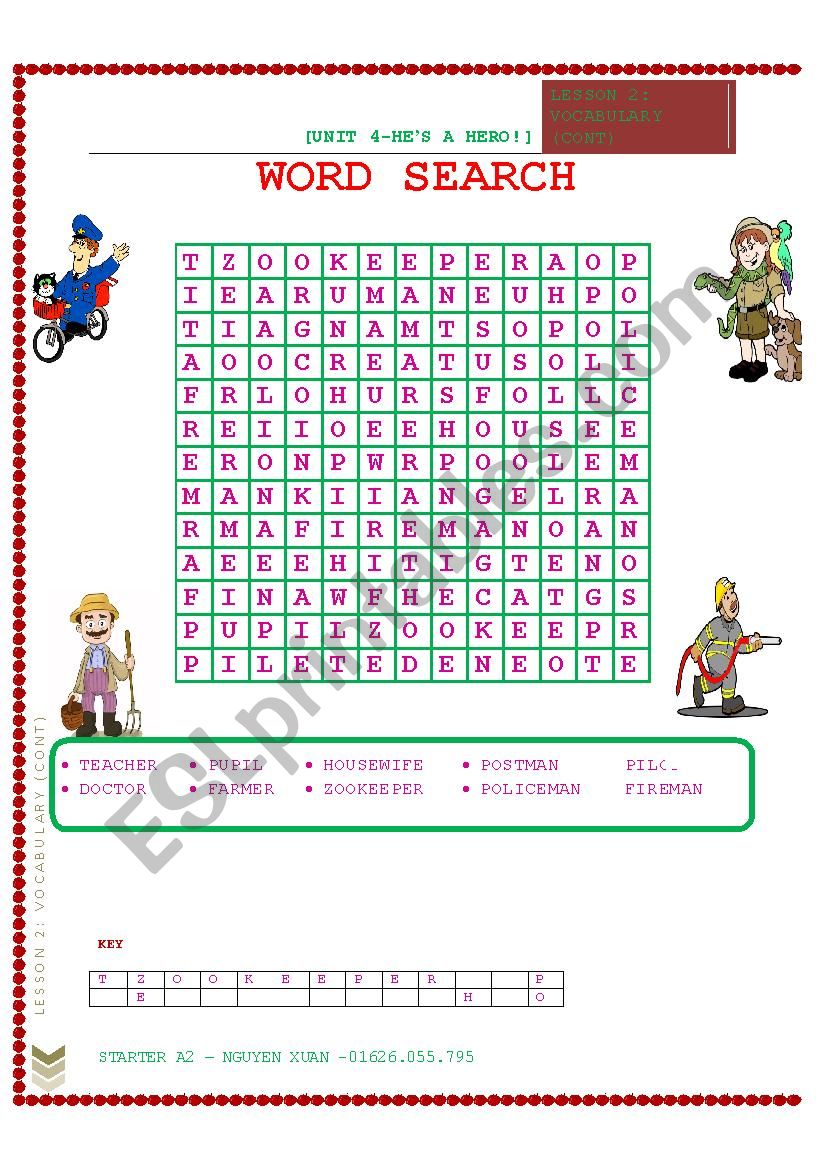 JOB -OCCUPATIONS worksheet