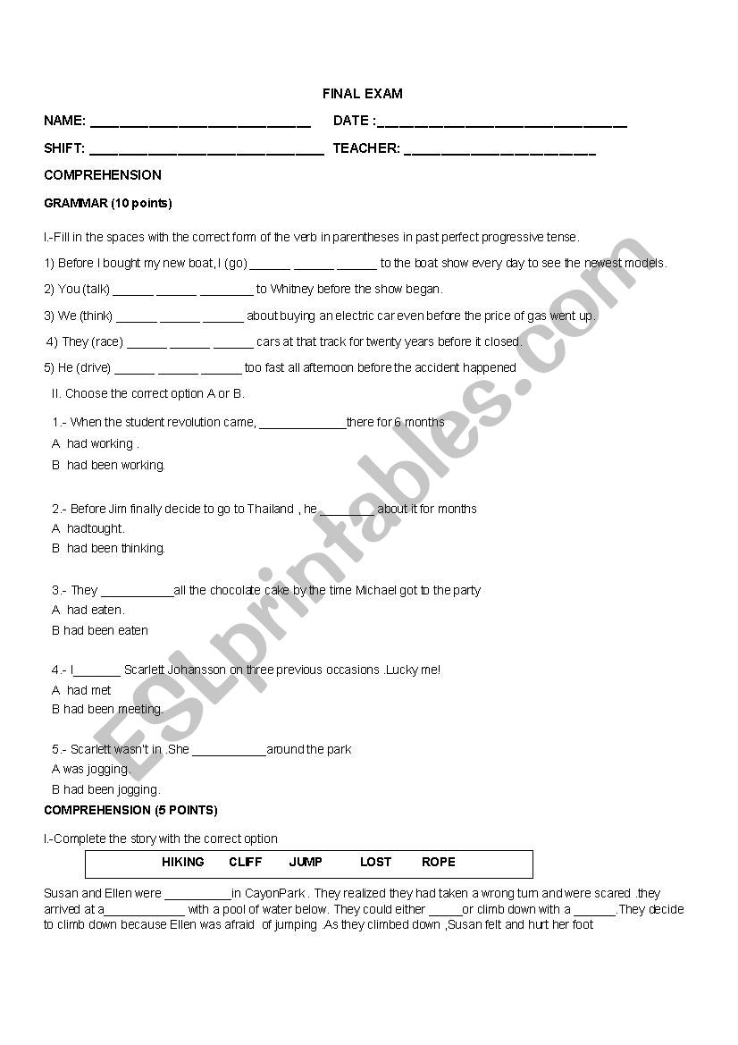 FINAL EXAM FOR 5TH GRADE worksheet