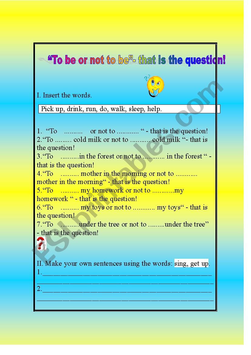 to be worksheet