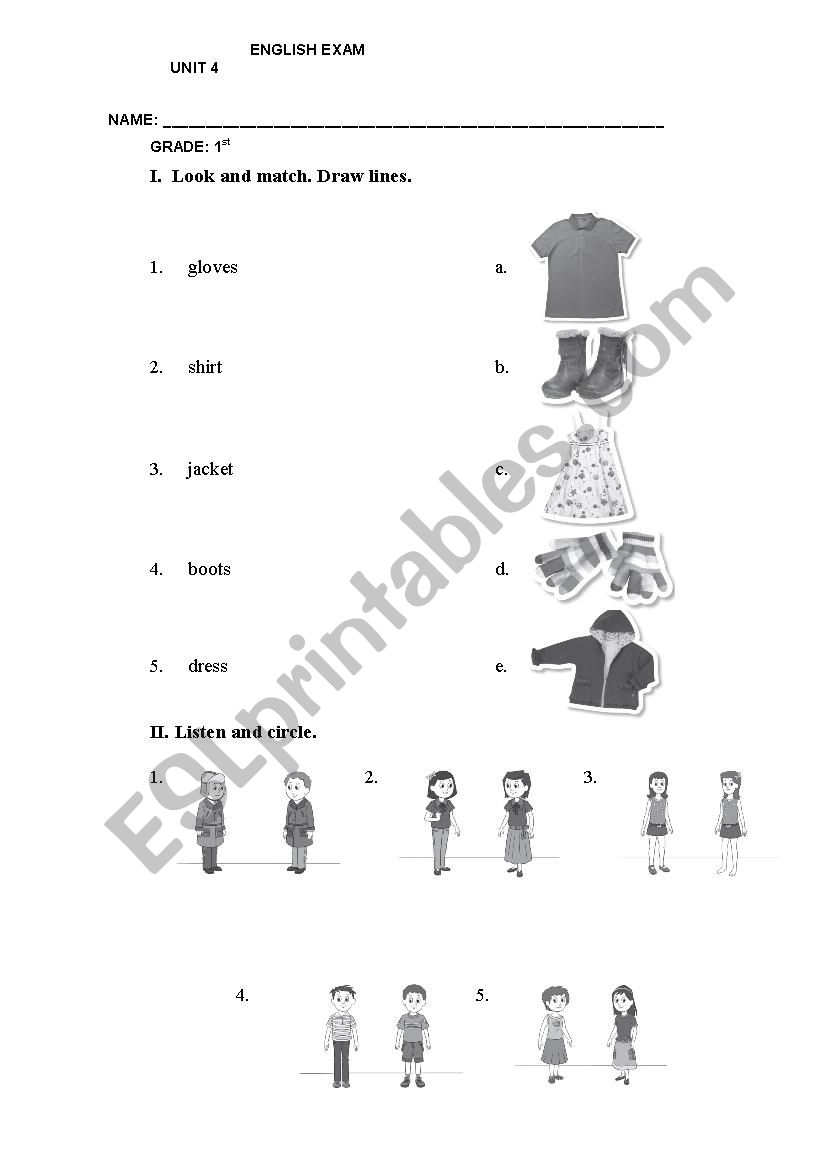 clothes worksheet