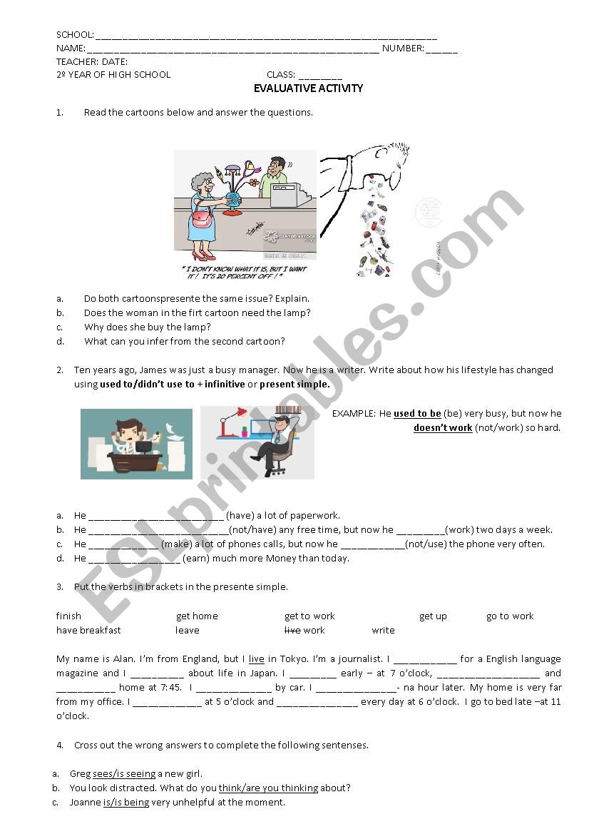 Present simple and Continuous worksheet