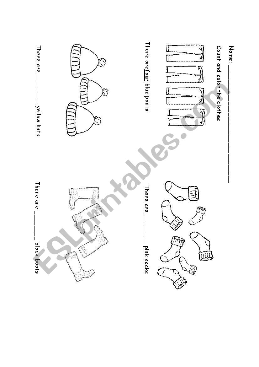 Clothes, numbers and colors  worksheet