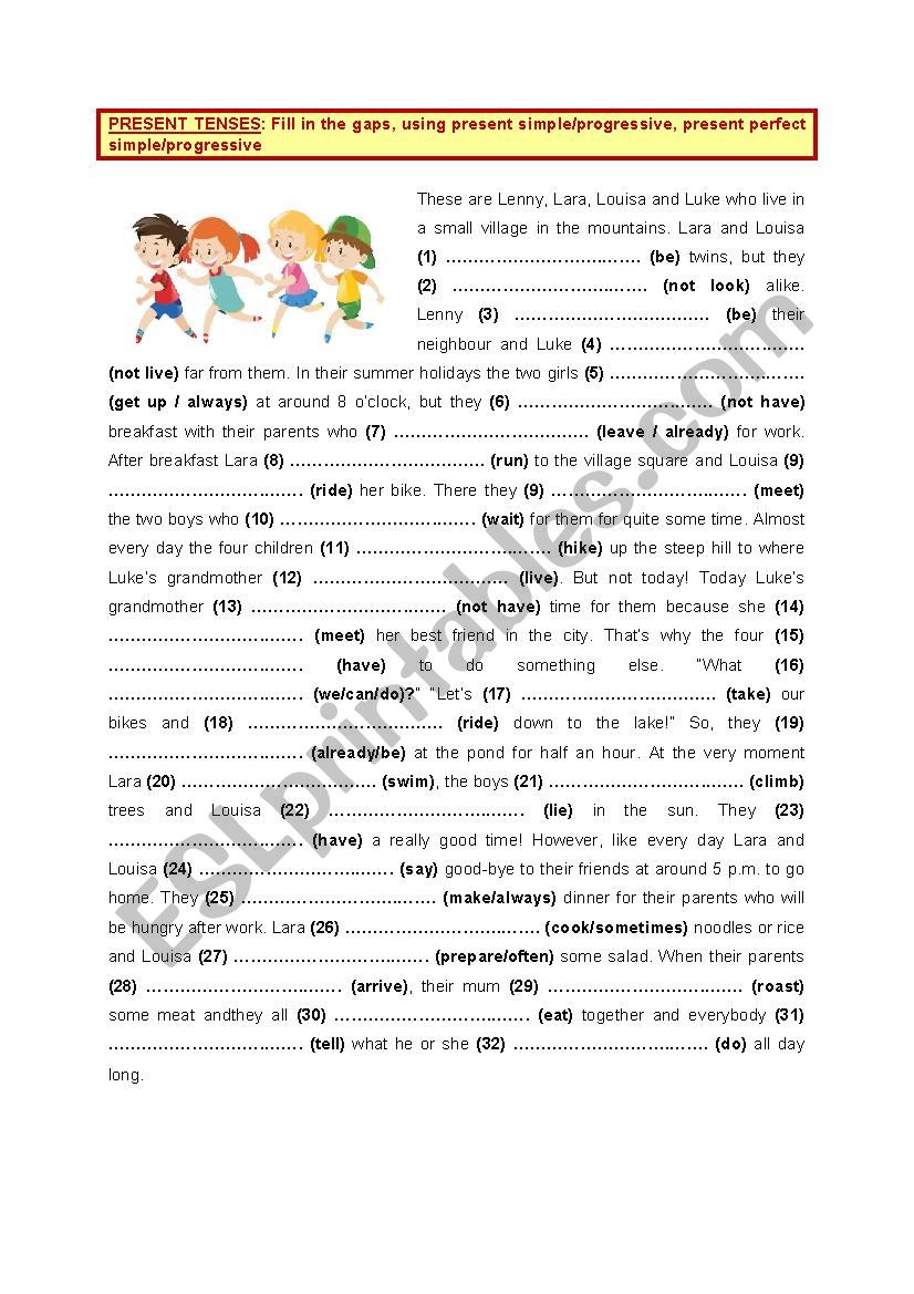 Present tenses (1) worksheet