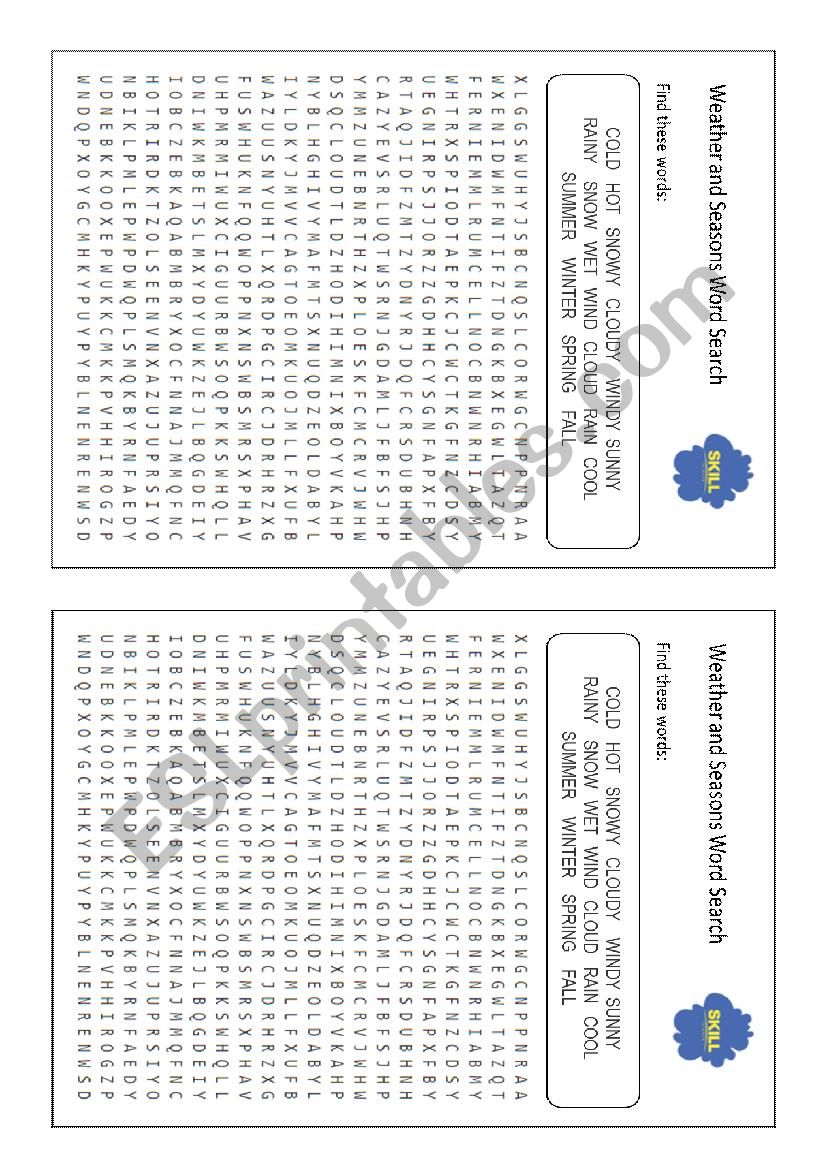 Weather WordSearch worksheet