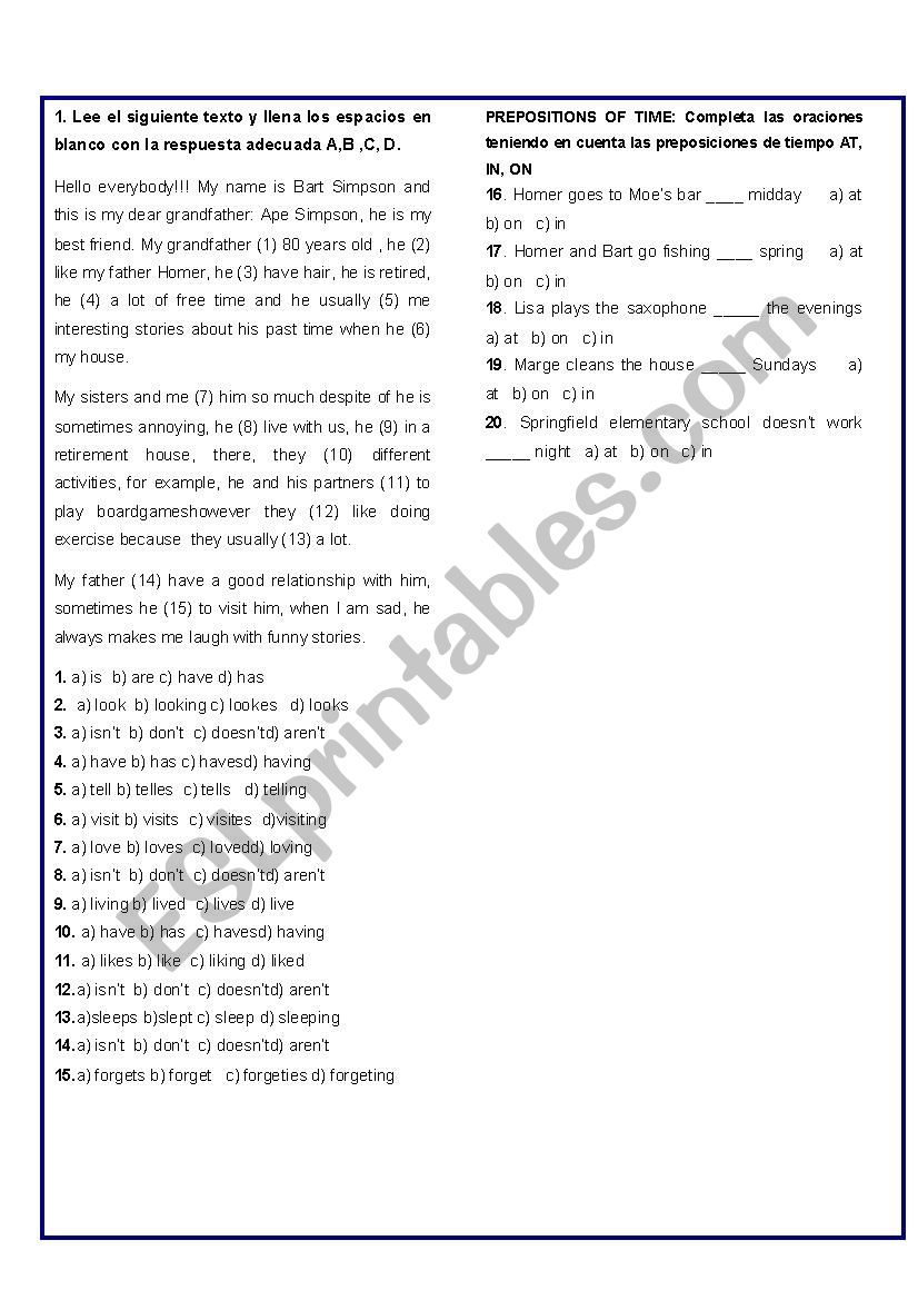 Present simple-prepositions of time 