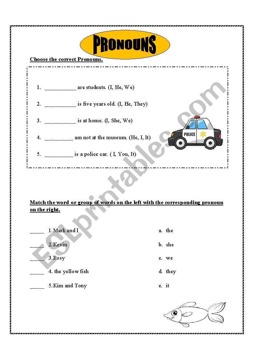 Pronouns worksheet