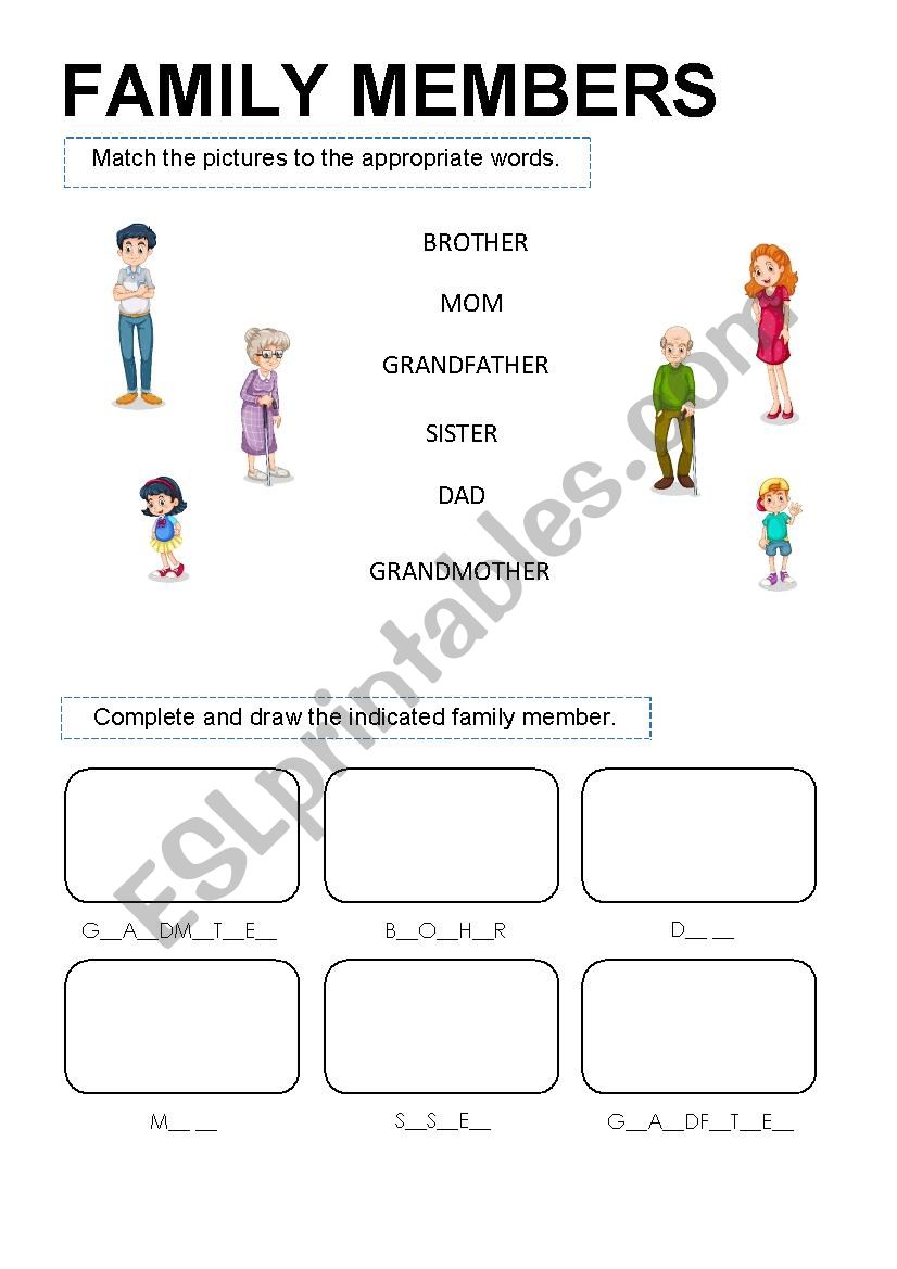 Family Members worksheet