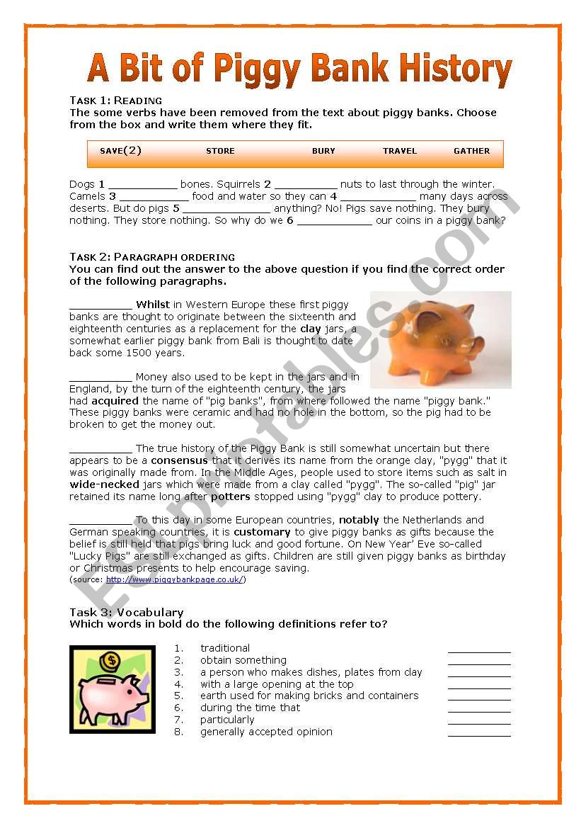 A Bit of PiggyBank History worksheet