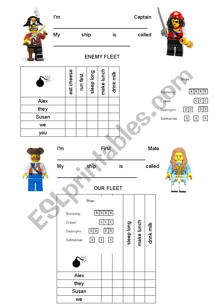 Battleships worksheet