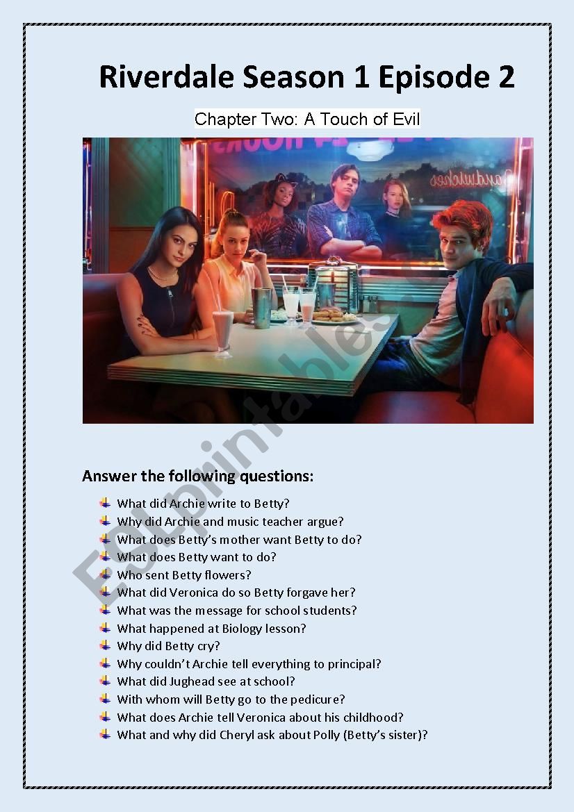 Task for Riverdale season 1 episode 2