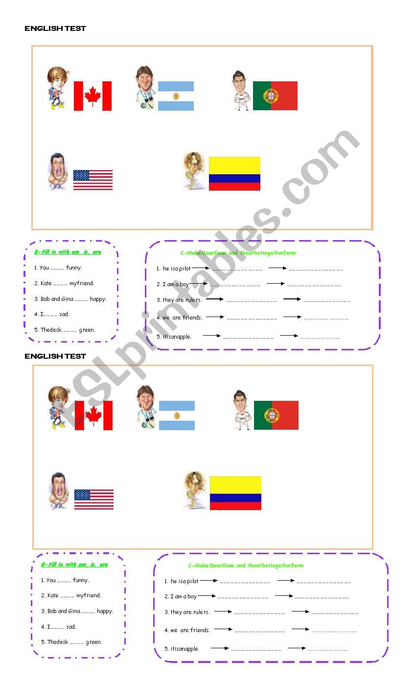Test To Be  countries and nationalities