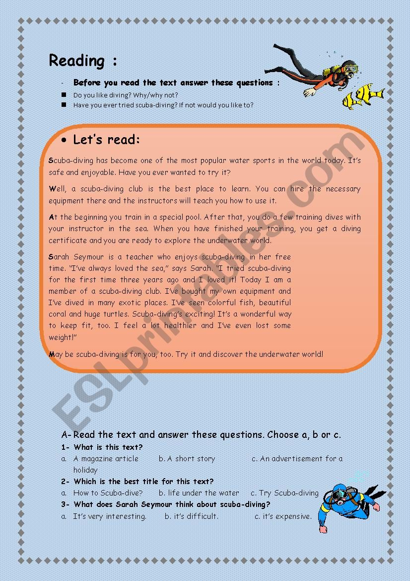 Scuba-diving  worksheet