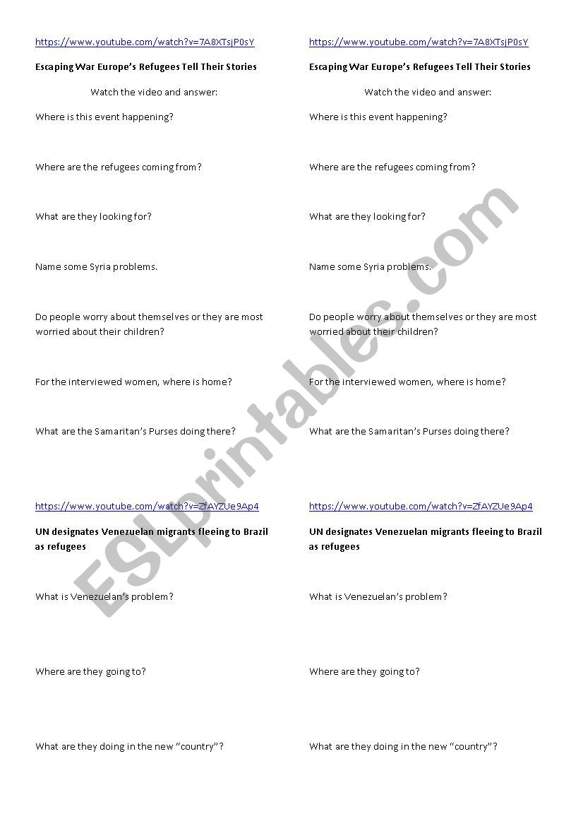 Immigration world problem worksheet