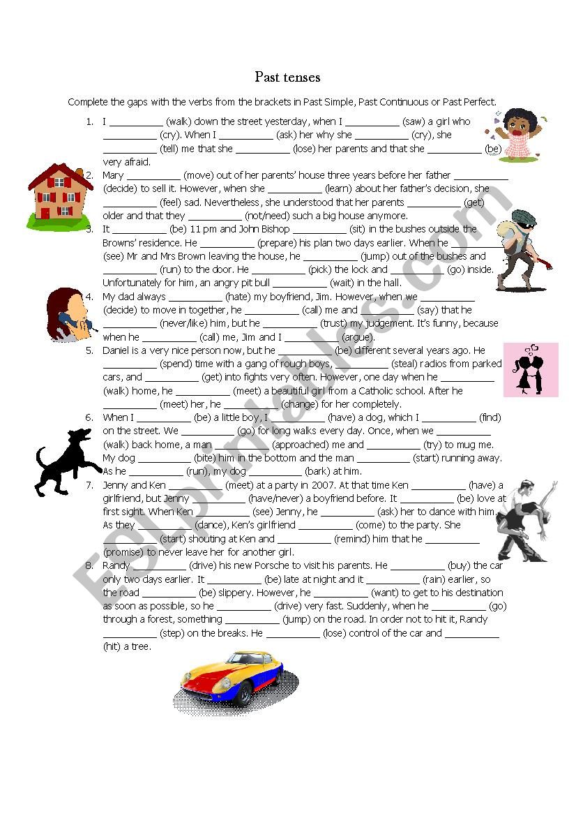 past tenses worksheet