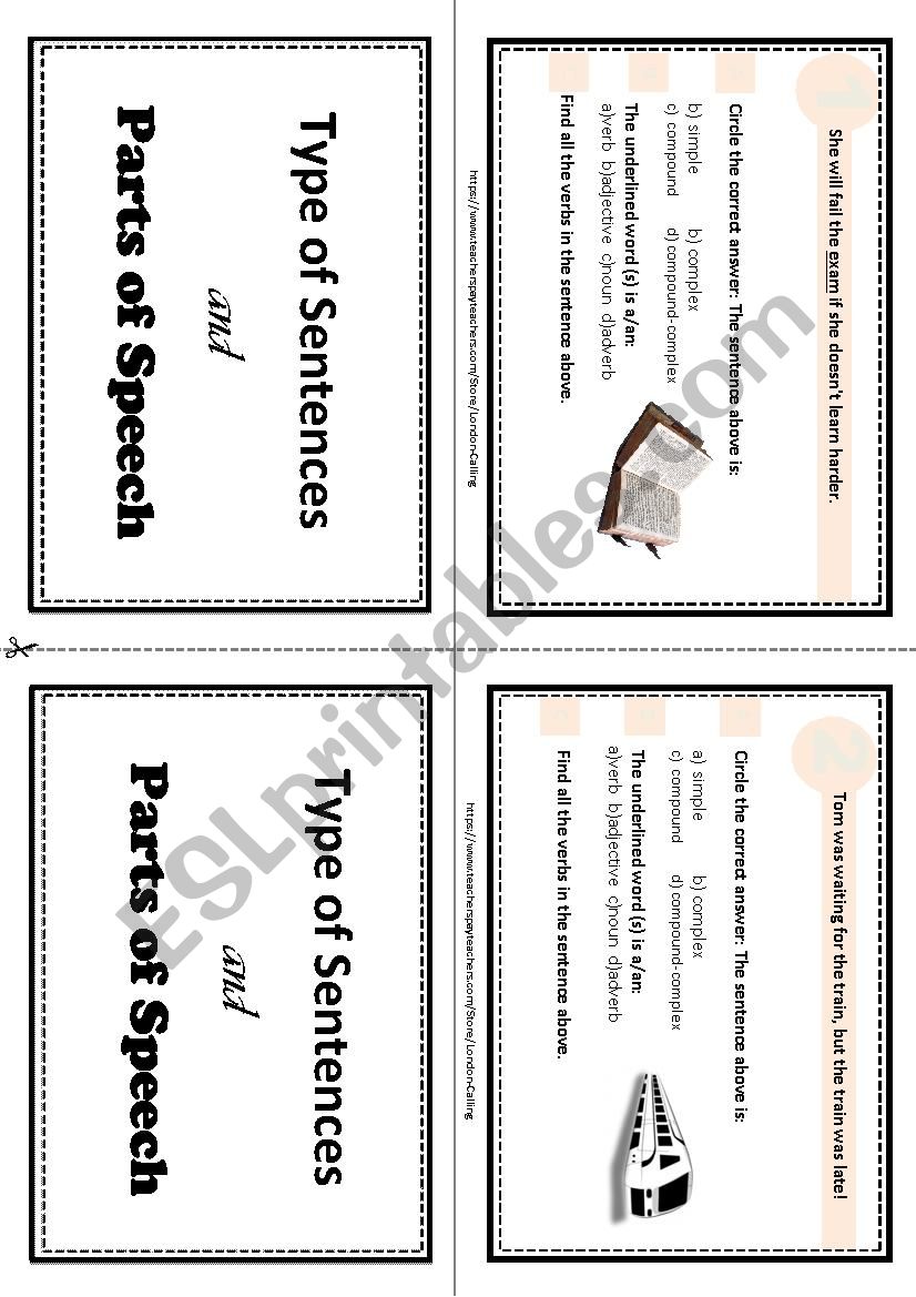 Sentence Types and Parts of Speech - Task Cards