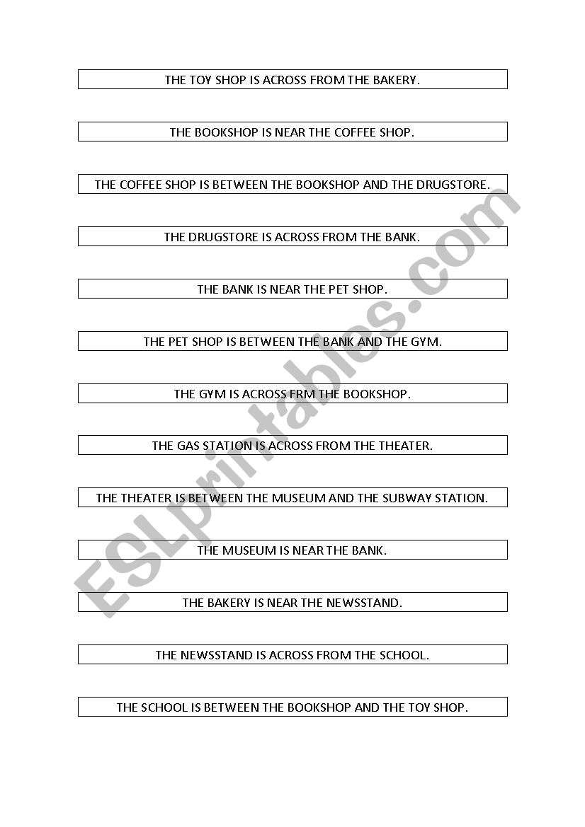 Street Map worksheet