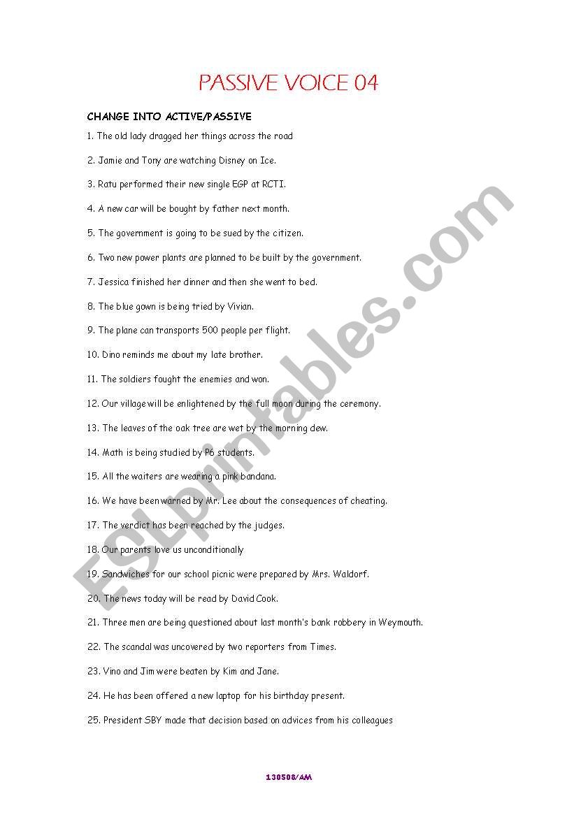 Passive Voice 04 worksheet