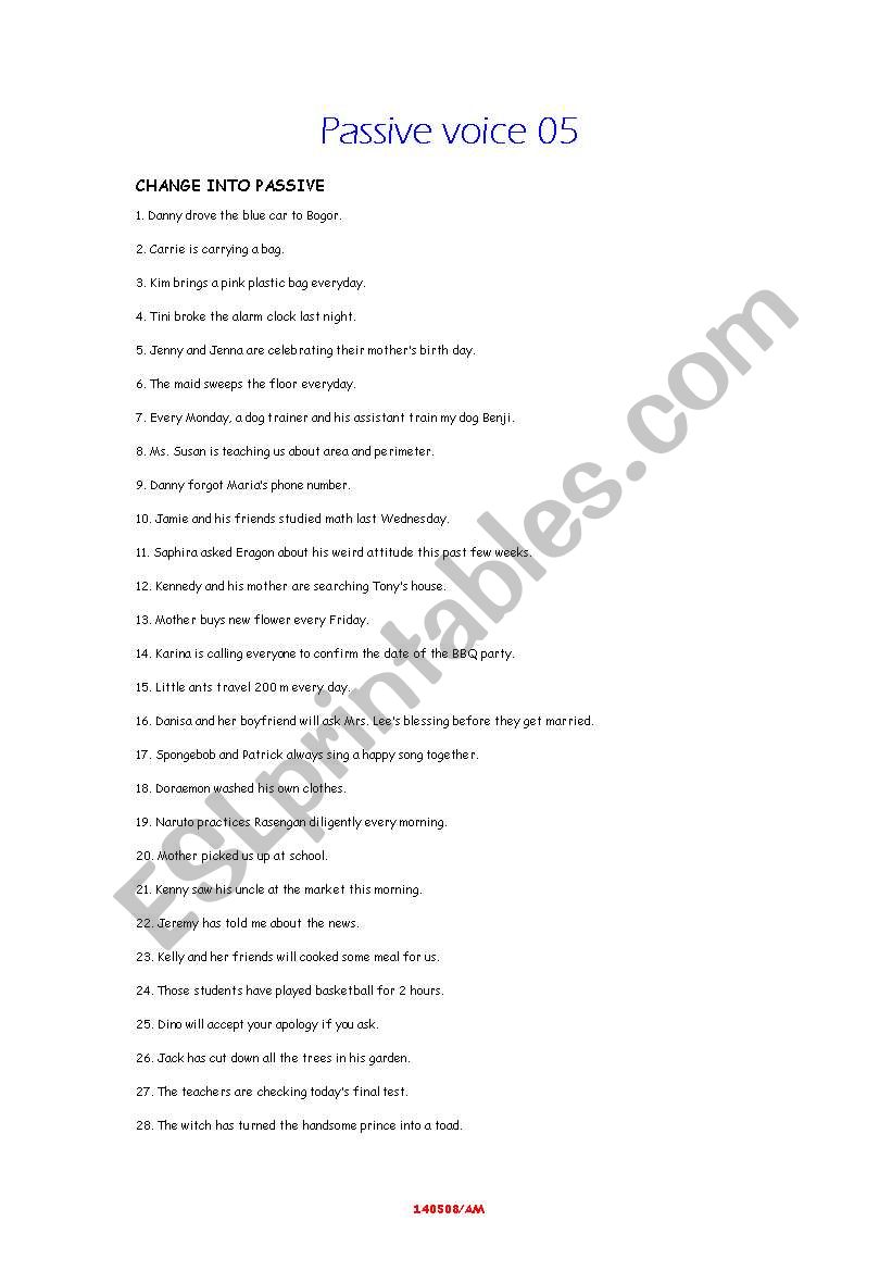 Passive Voice 05 worksheet