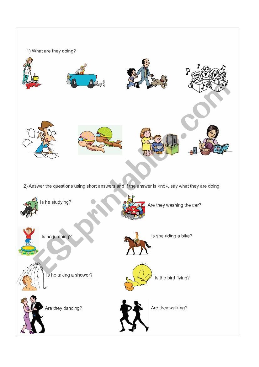 Present continuous worksheet