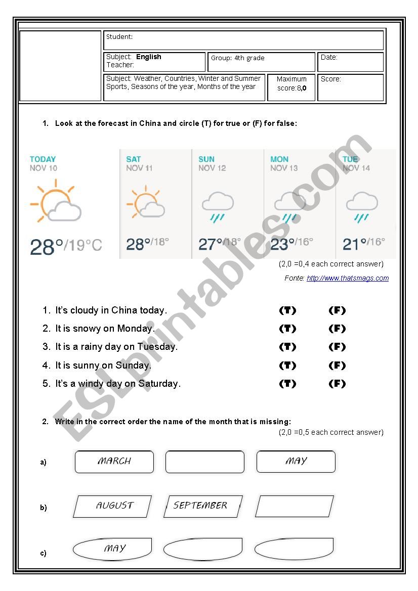 Test about weather and months 