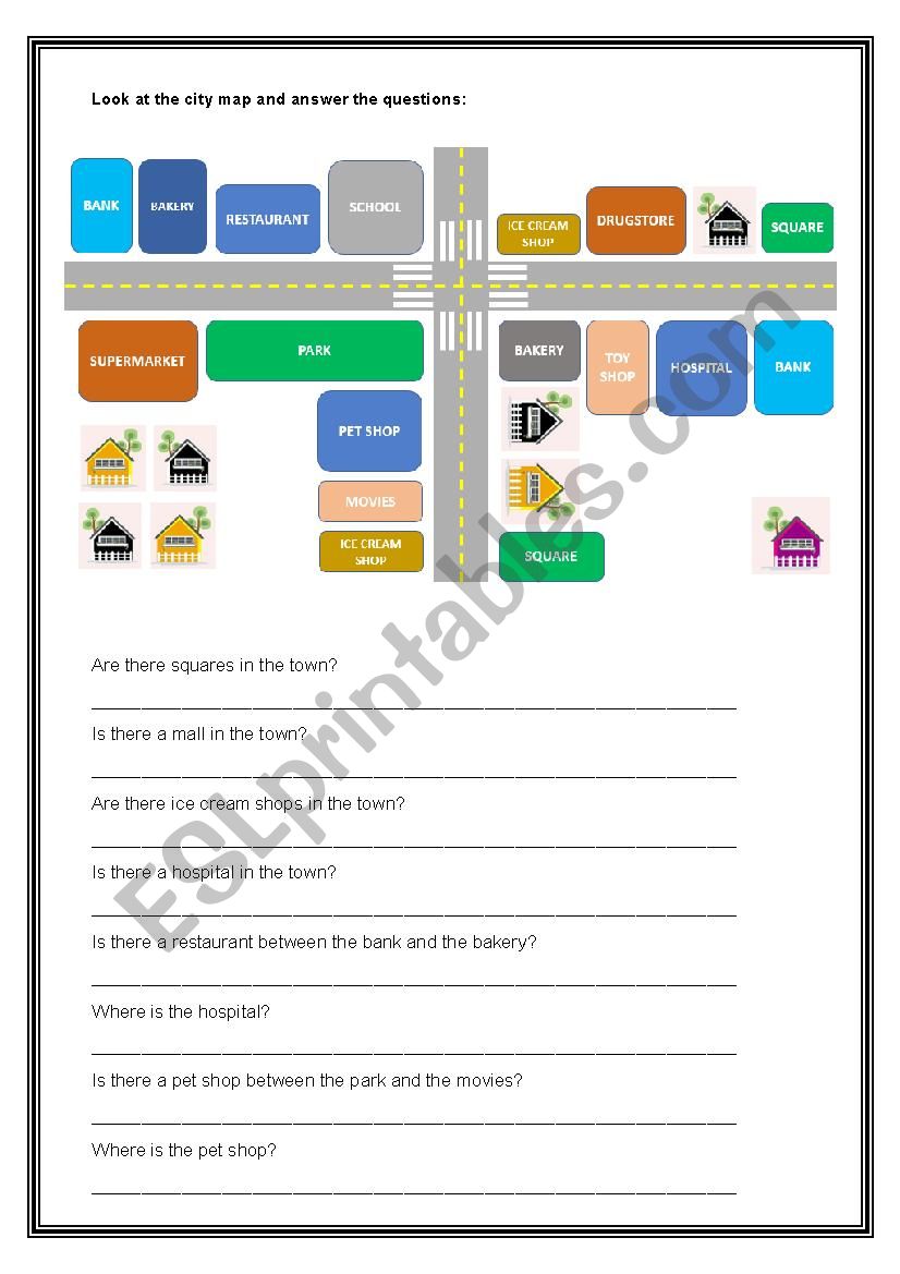 Places in Town worksheet