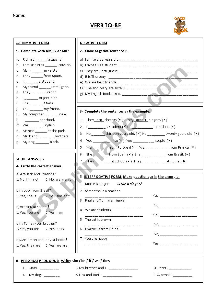 exam worksheet