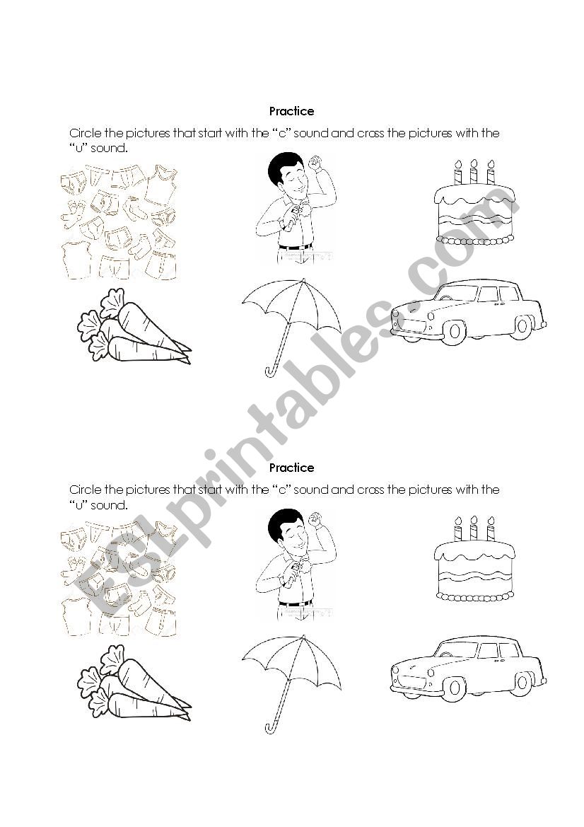 Sounds: short /u/ and /c/ worksheet