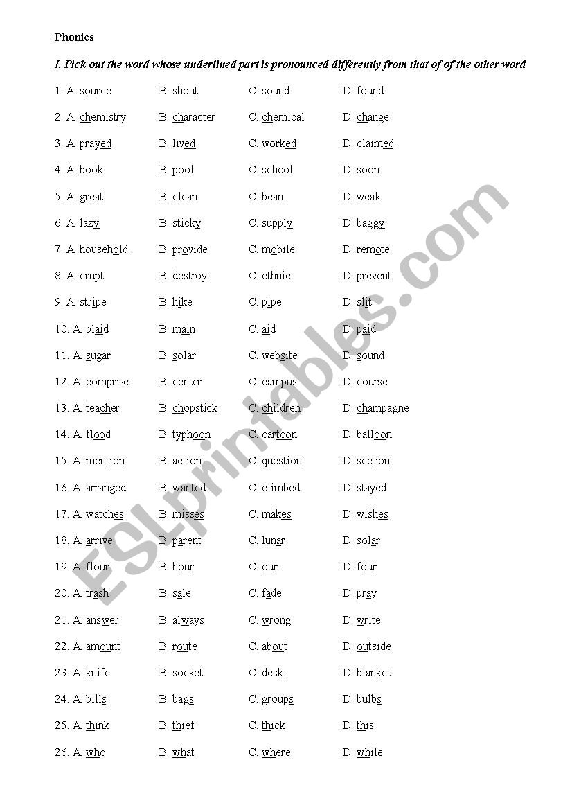 phonics worksheet