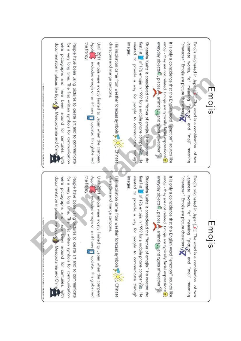 Emoji  Reading worksheet