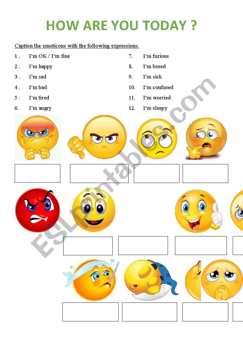 HOW ARE YOU TODAY ? worksheet