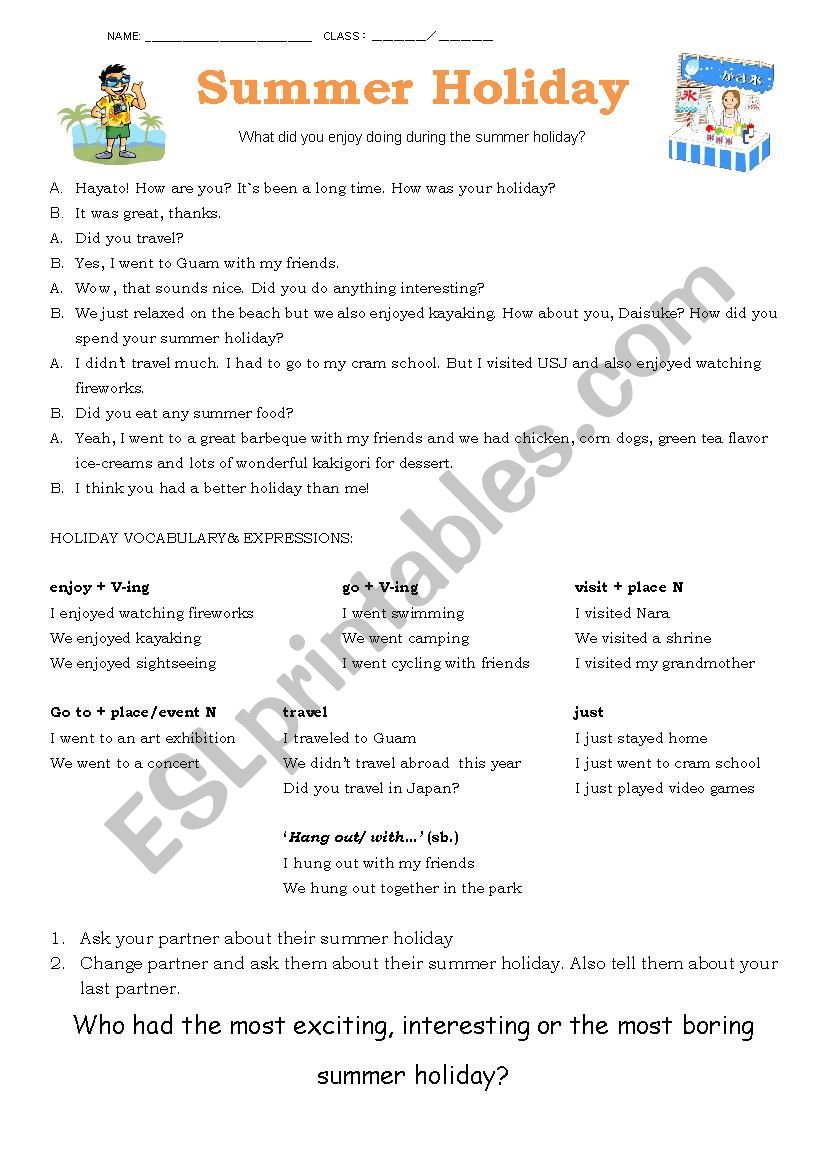 Summer Worksheet worksheet